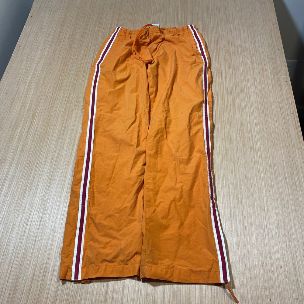 Old Navy Orange Track Pants Side Stripe Drawstring Adjustable Hem Womens Small